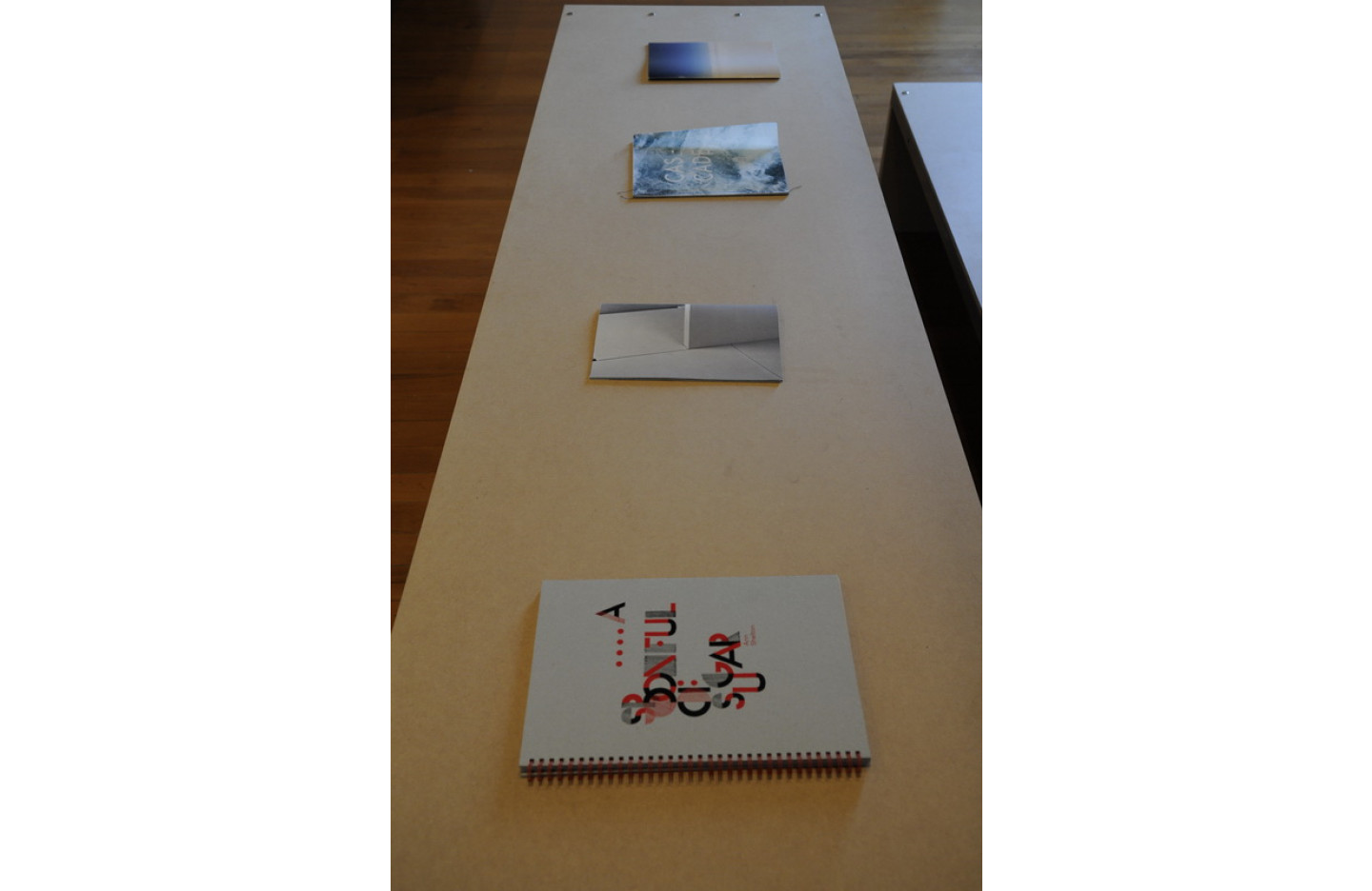 Installation image of "Open Book", Ramp Gallery Apr 2016. Including: Ann Shelton, Shelley Jacobson,